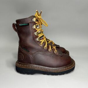 Georgia Boot Kids Size 8.5 Insulated Waterproof Brown Leather Outdoor Work Boots